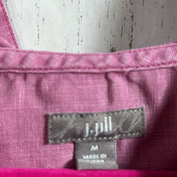 J Jill Linen Sleeveless Hooded Lagenlook Minimalist Beachy Pink  Shift Dress - Picture 8 of 15